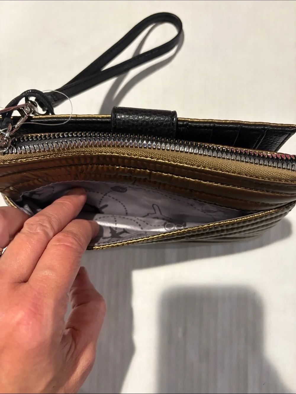 Samantha Brown Metallic Gold Quilted Wristlet